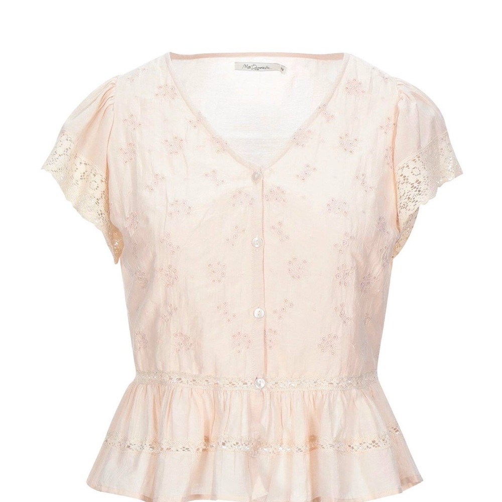NWT Mes Demoiselles Peach Eyelet Lace Blouse